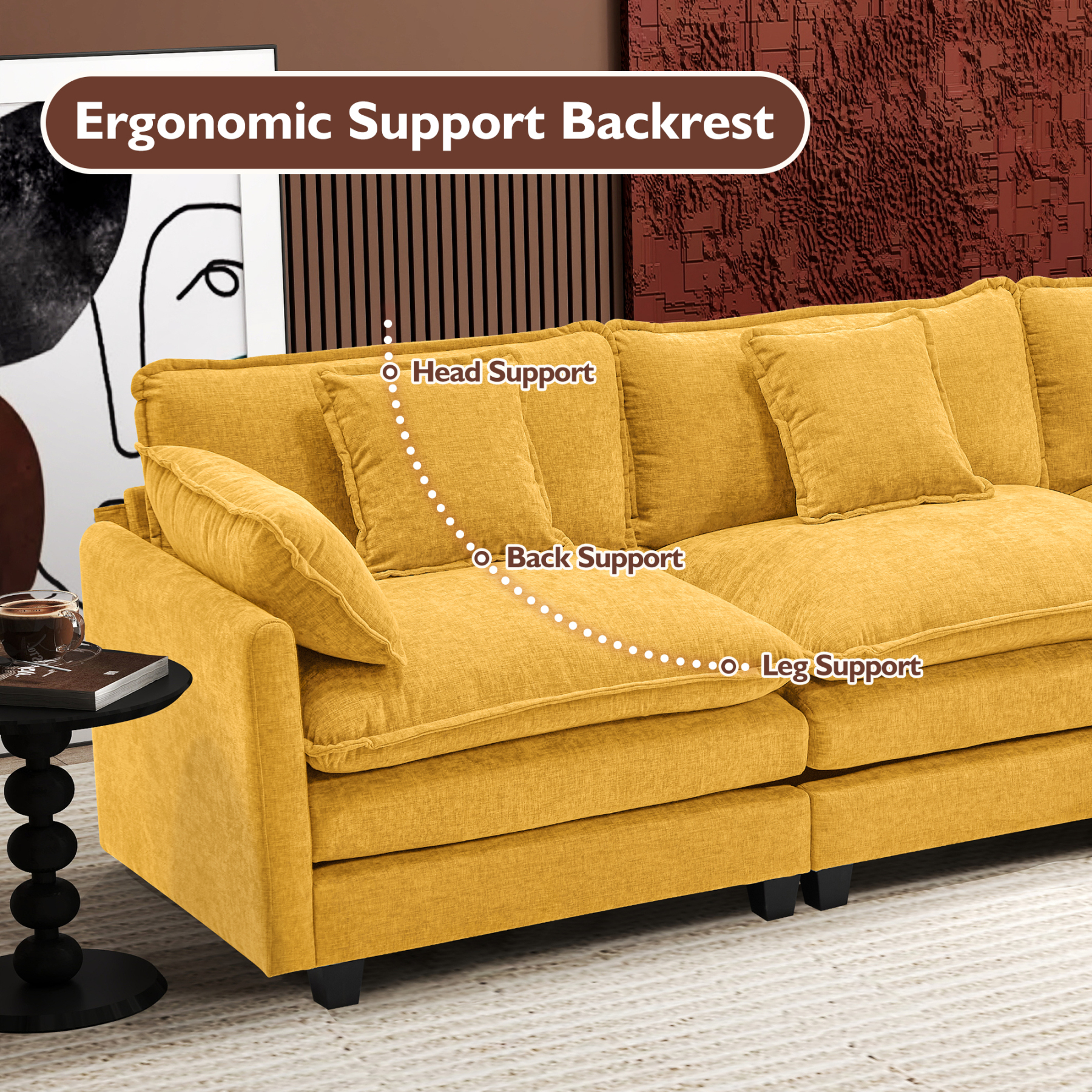 Cloudy 149.2'' Luxury Thickened Cushion Sectional Sofa