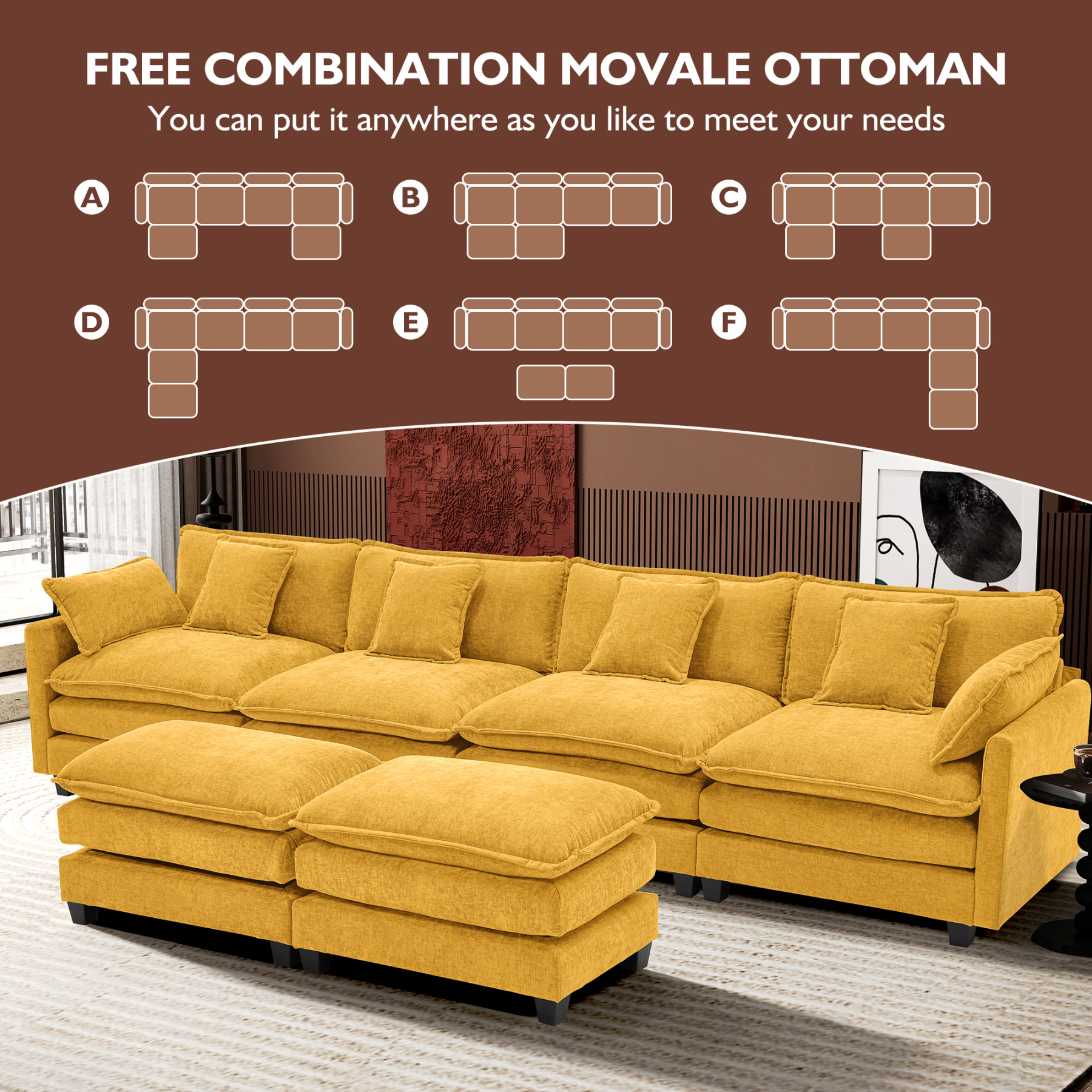 Cloudy 149.2'' Luxury Thickened Cushion Sectional Sofa