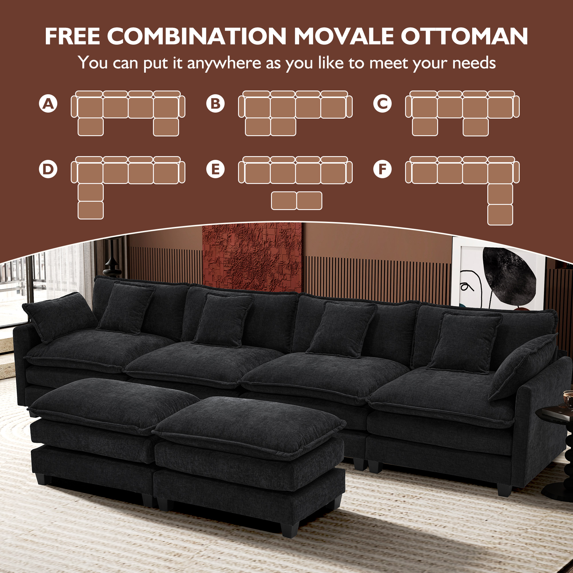 Cloudy 149.2'' Luxury Thickened Cushion Sectional Sofa