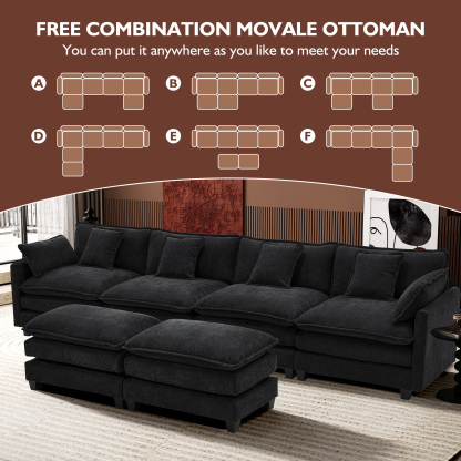Cloudy 149.2'' Luxury Thickened Cushion Sectional Sofa