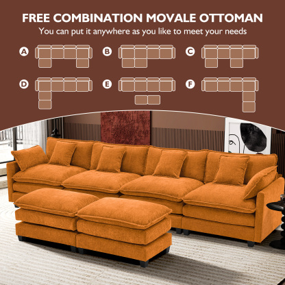 Cloudy 149.2'' Luxury Thickened Cushion Sectional Sofa