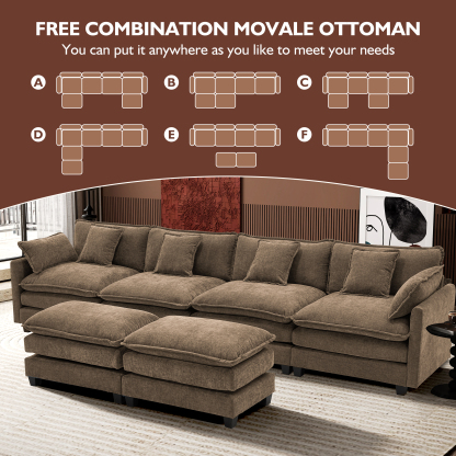 Cloudy 149.2'' Luxury Thickened Cushion Sectional Sofa