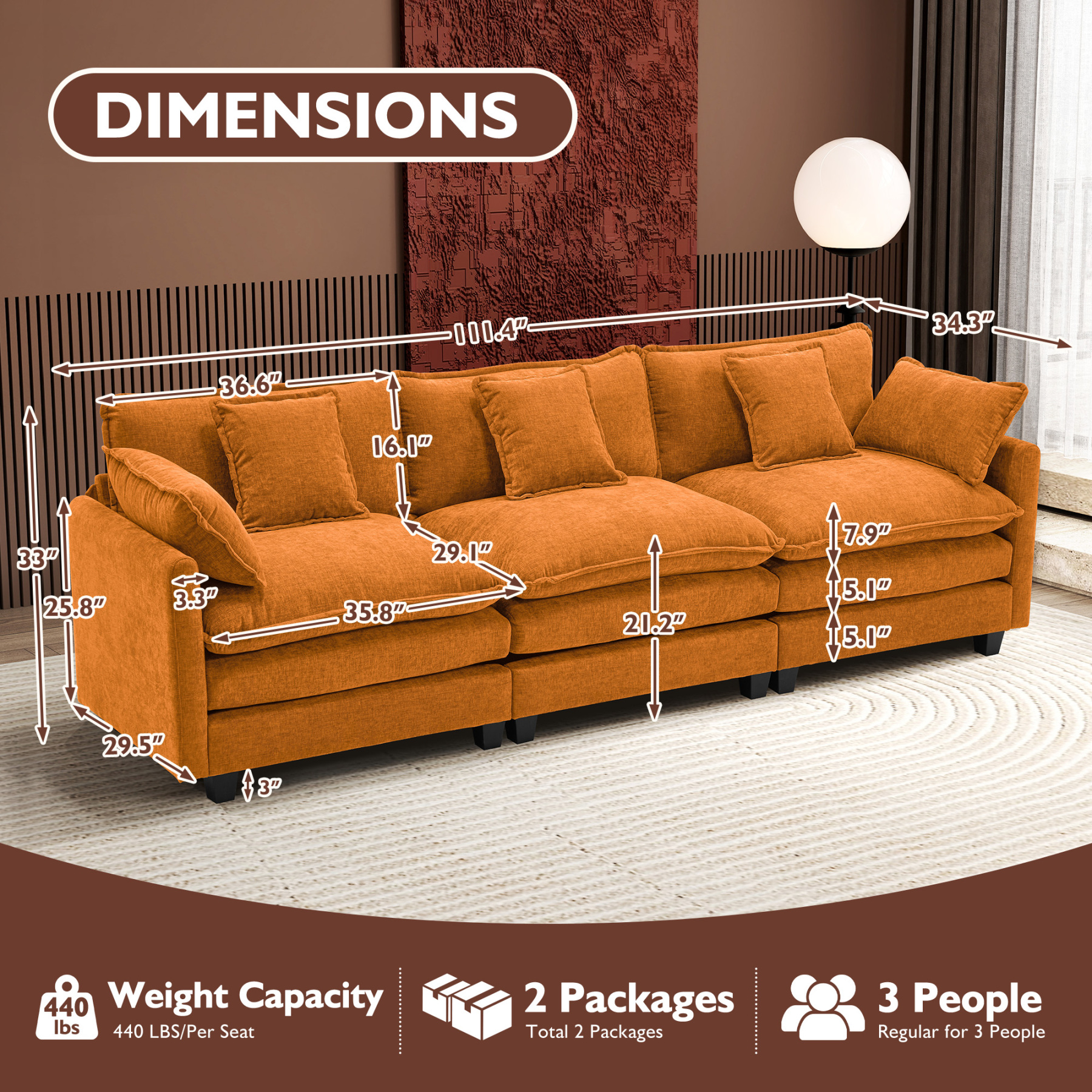 Cloudy 149.2'' Luxury Thickened Cushion Sectional Sofa