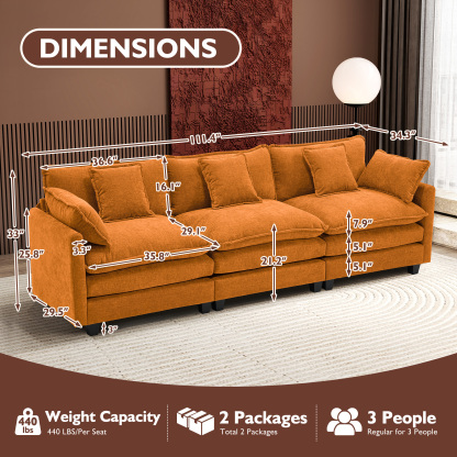 Cloudy 149.2'' Luxury Thickened Cushion Sectional Sofa