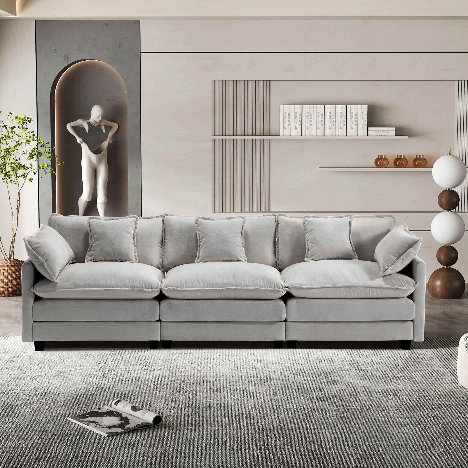Cloudy 149.2'' Luxury Thickened Cushion Sectional Sofa