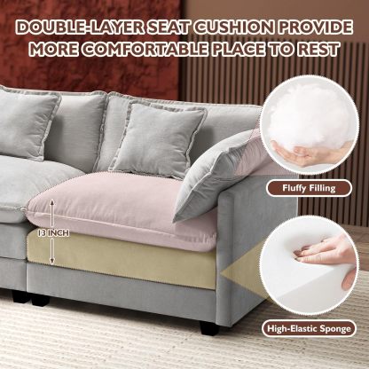 Cloudy 149.2'' Luxury Thickened Cushion Sectional Sofa