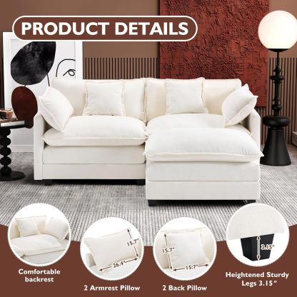 Cloudy 149.2'' Luxury Thickened Cushion Sectional Sofa