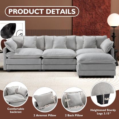 Cloudy 149.2'' Luxury Thickened Cushion Sectional Sofa