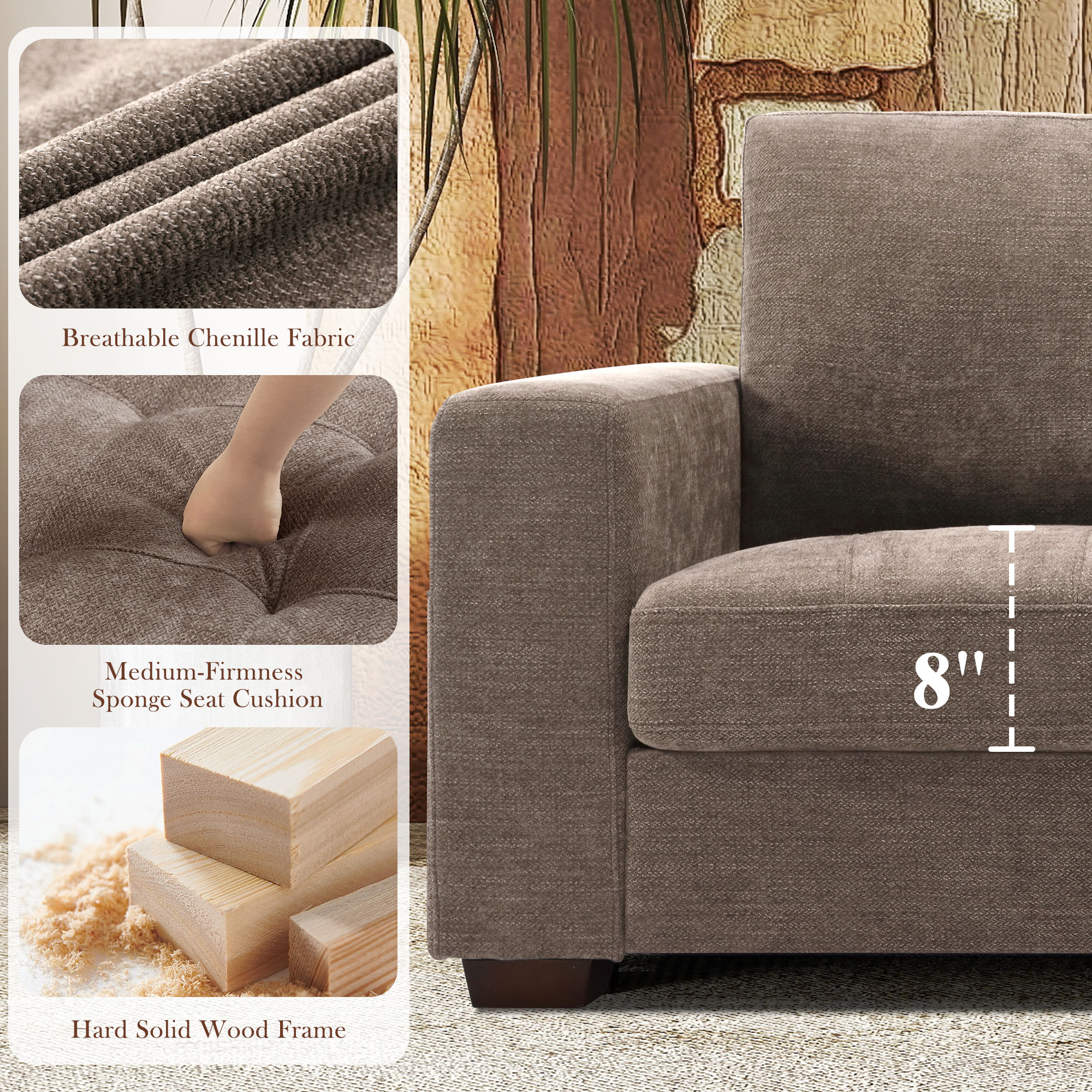 Classic 70" & 89" Modern Sofa with USB Charging 