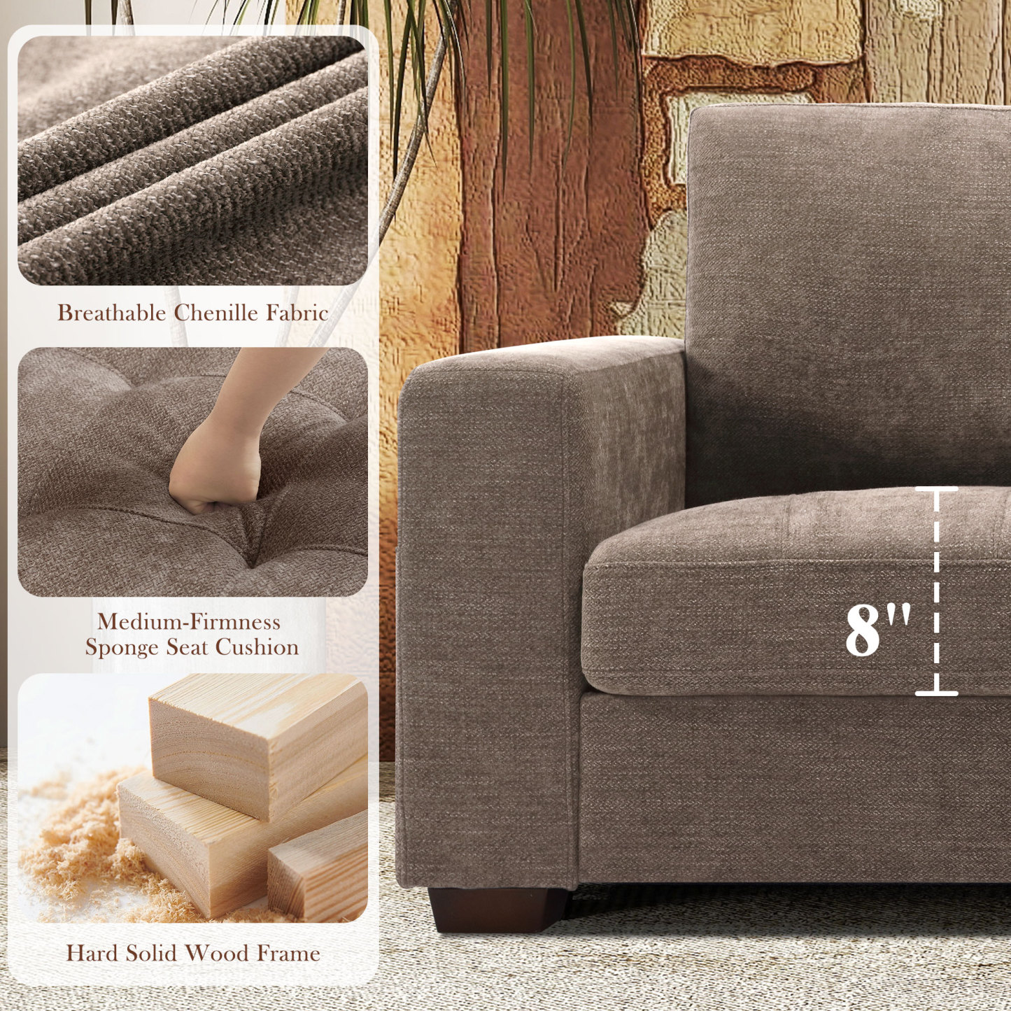 Classic 70" & 89" Modern Sofa with USB Charging