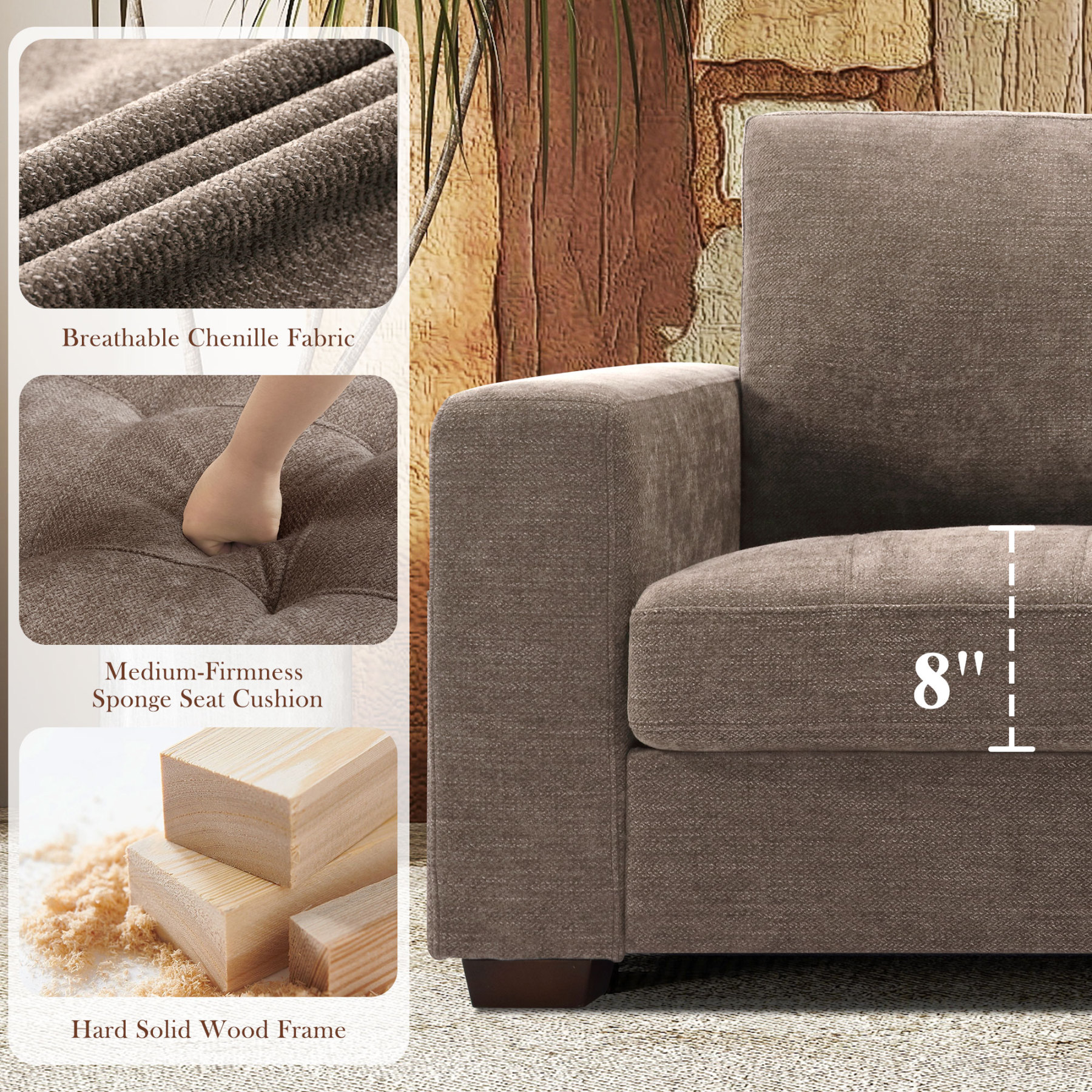 Classic 70" & 89" Modern Sofa with USB Charging