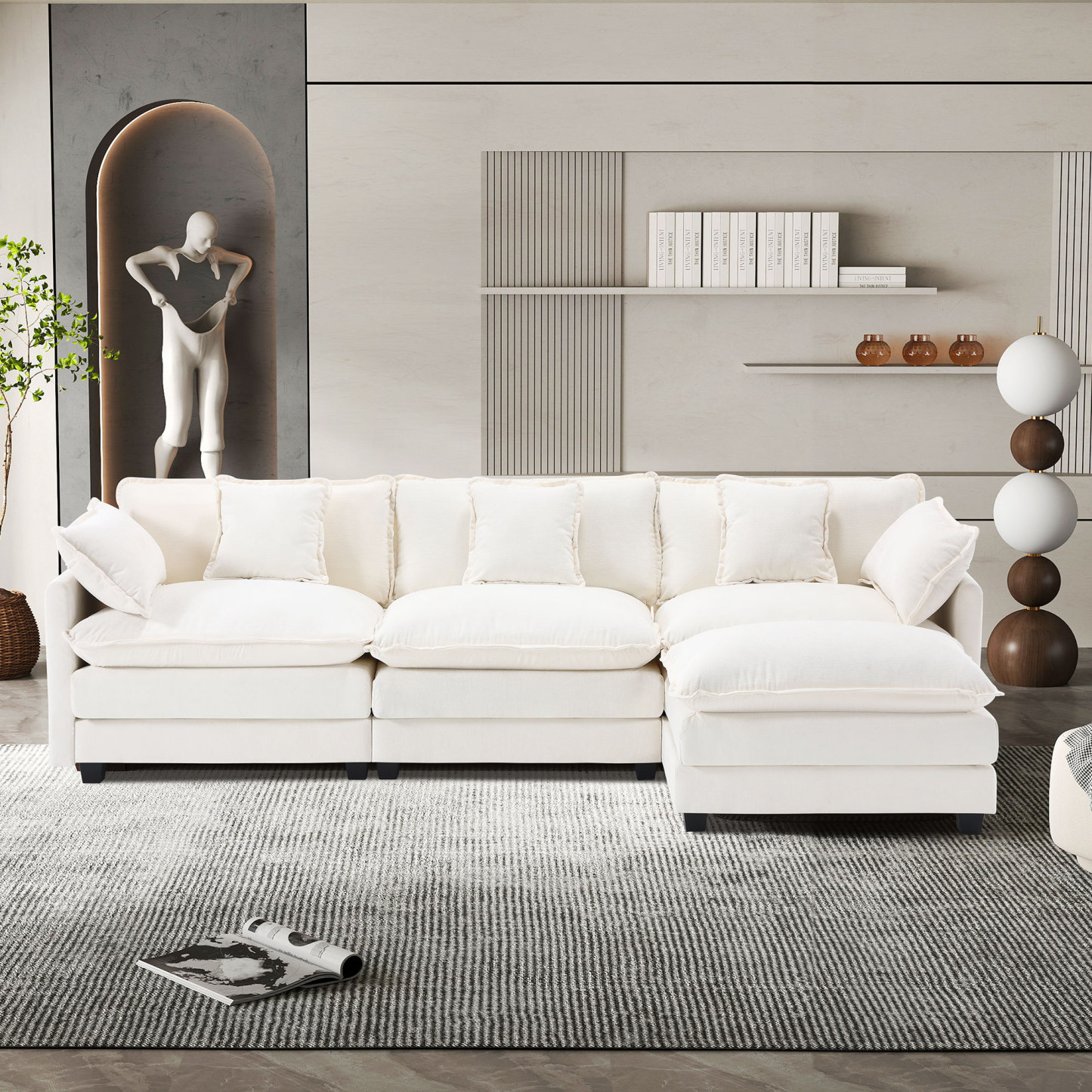 Cloudy 149.2'' Luxury Thickened Cushion Sectional Sofa
