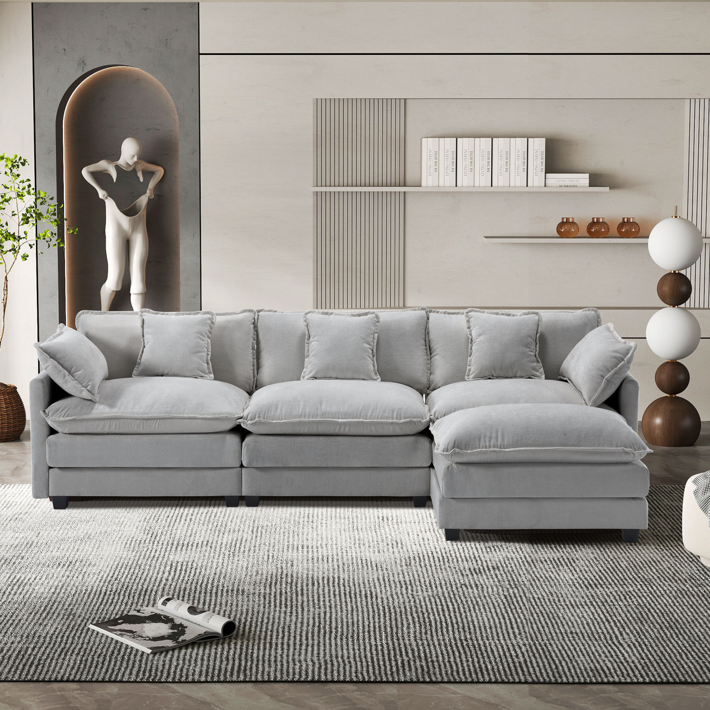 Cloudy 149.2'' Luxury Thickened Cushion Sectional Sofa
