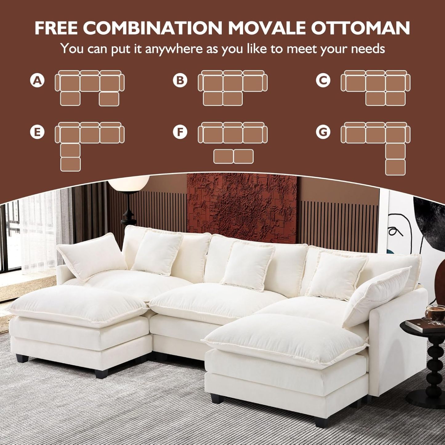 Cloudy 149.2'' Luxury Thickened Cushion Sectional Sofa