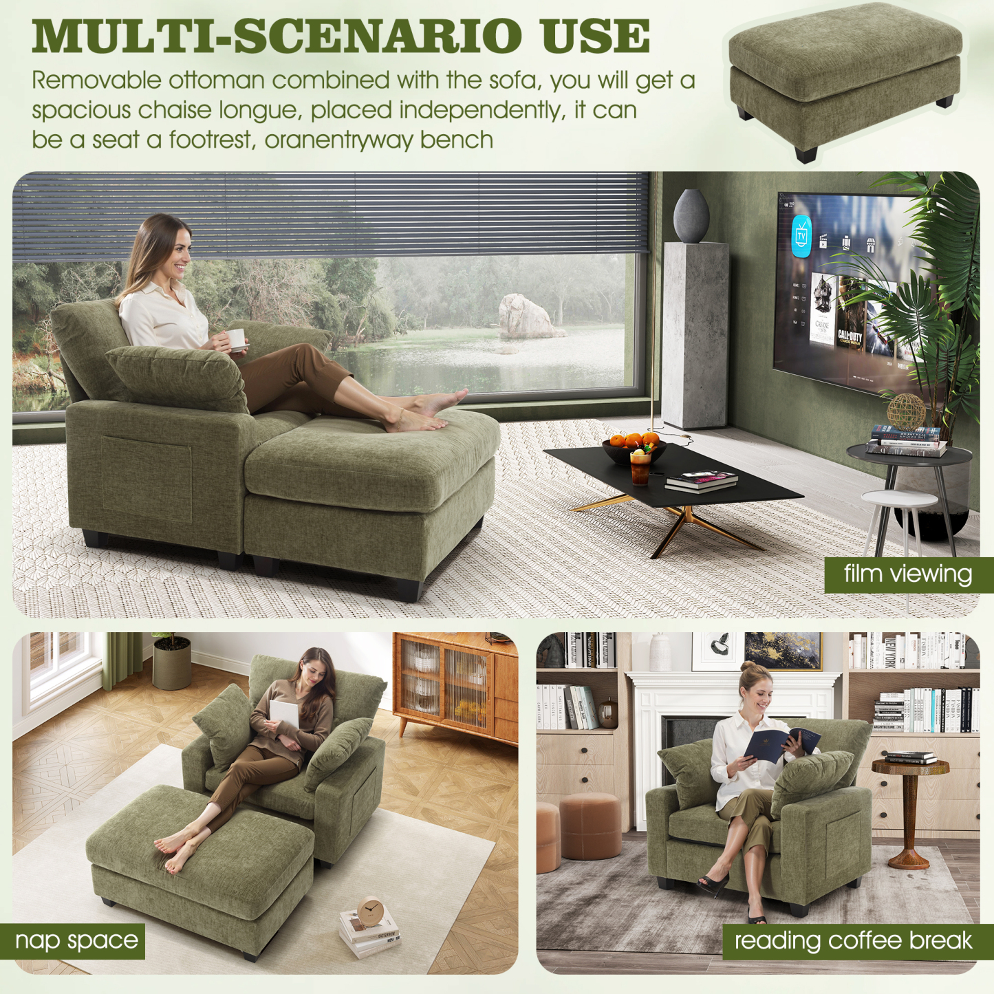 LuxeLounger 57.52 " Single Chair With Ottoman