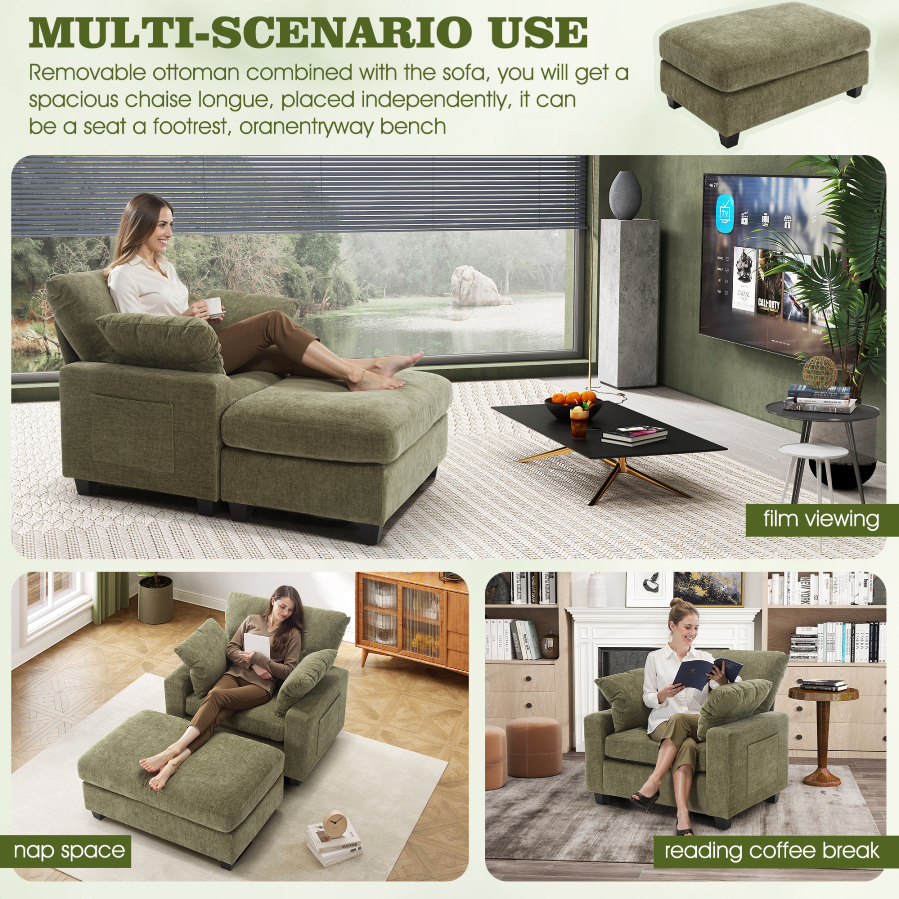 LuxeLounger 57.52 " Single Chair With Ottoman