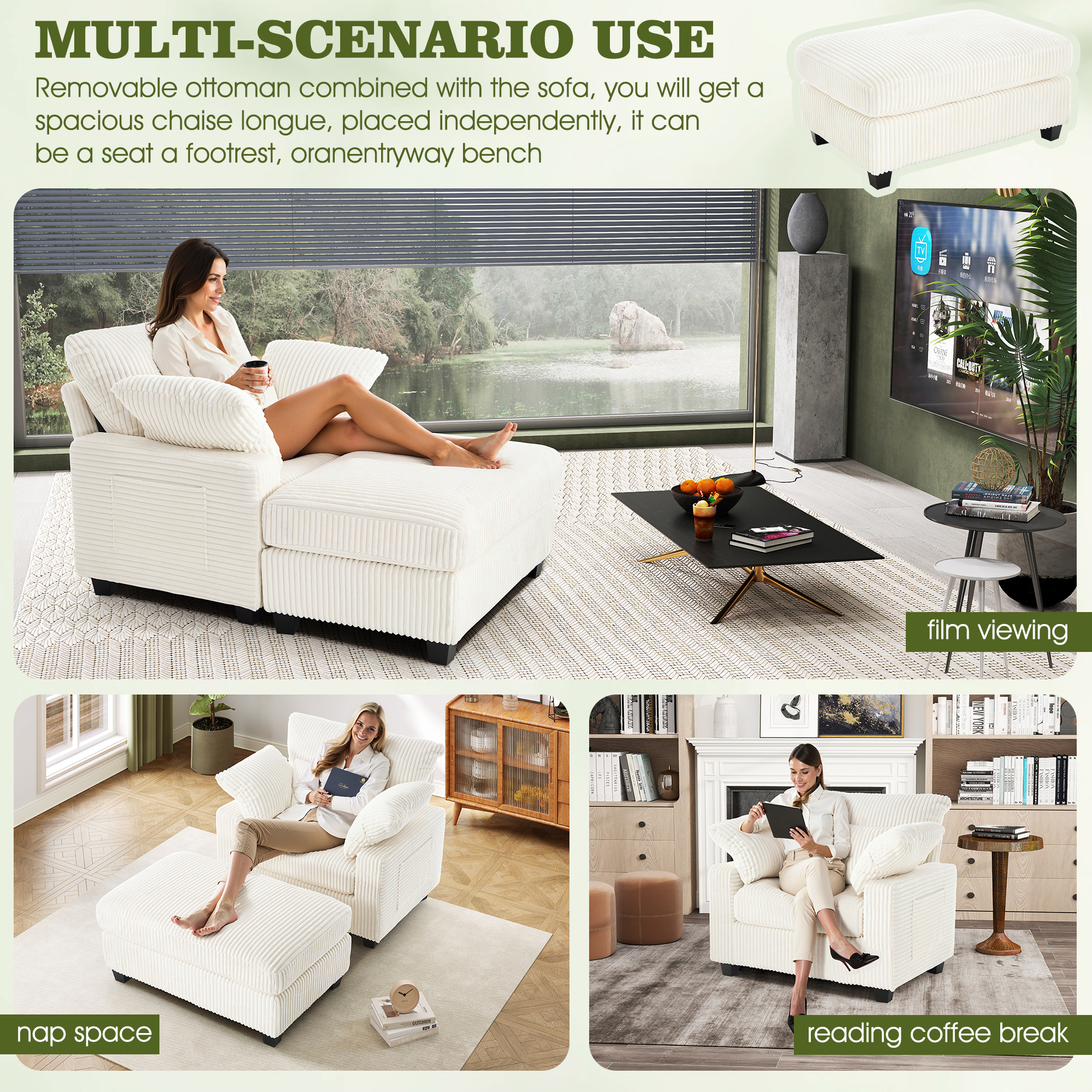 LuxeLounger 57.52 " Single Chair With Ottoman