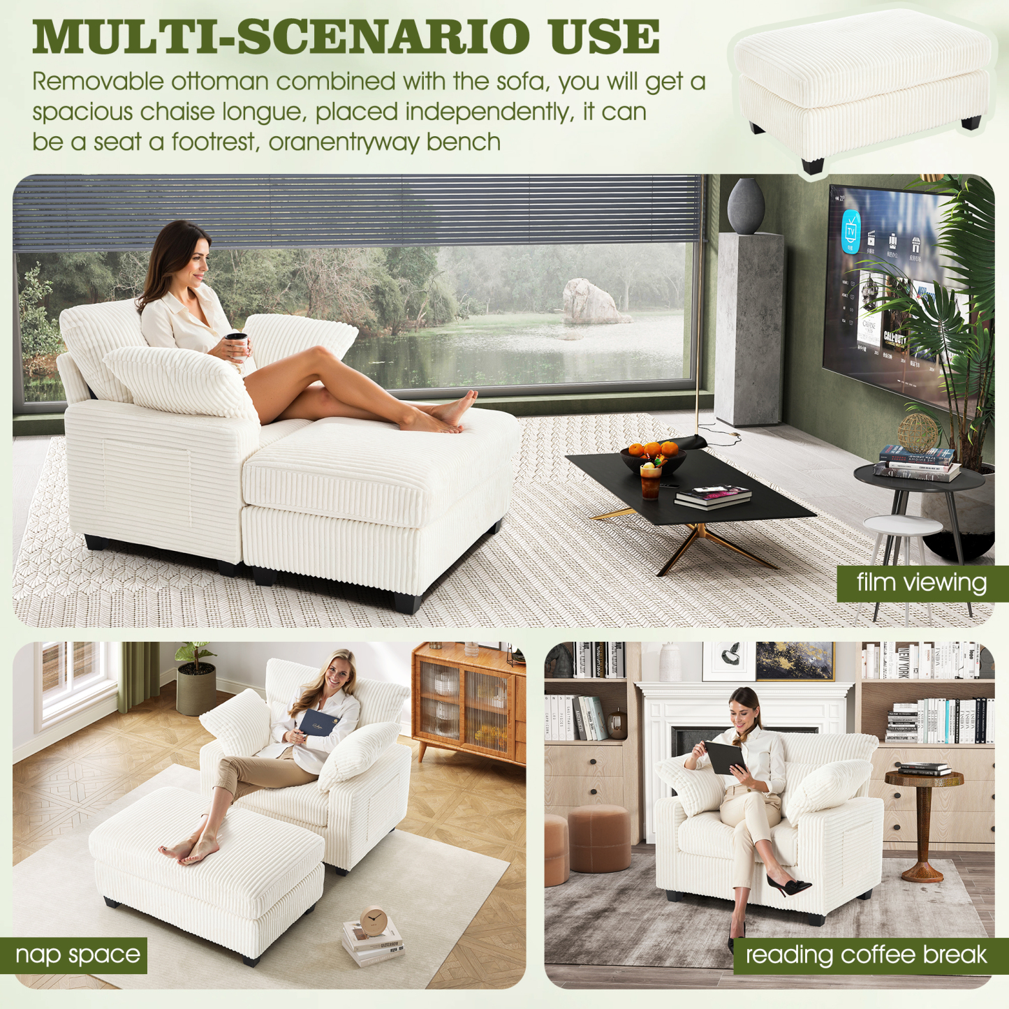 LuxeLounger 57.52 " Single Chair With Ottoman