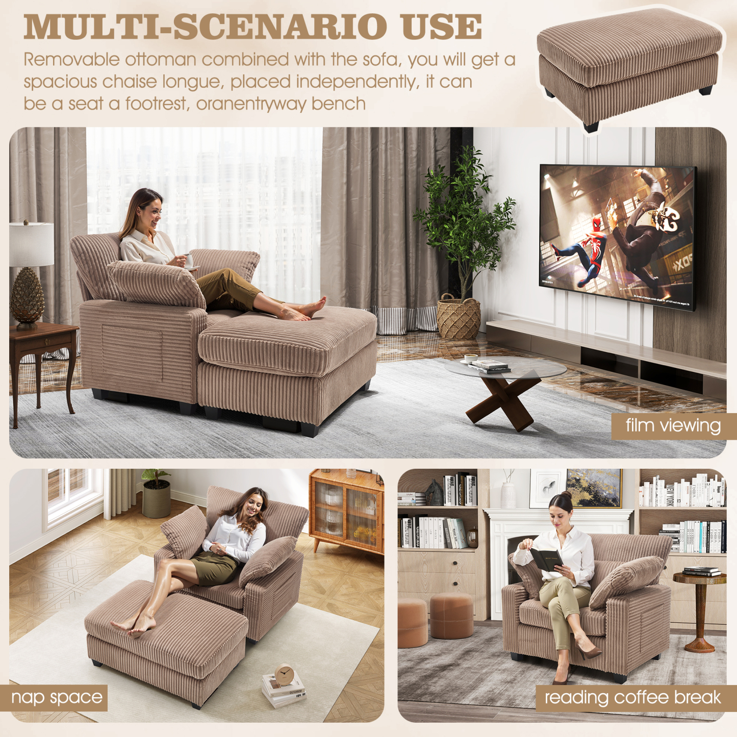 LuxeLounger 57.52 " Single Chair With Ottoman