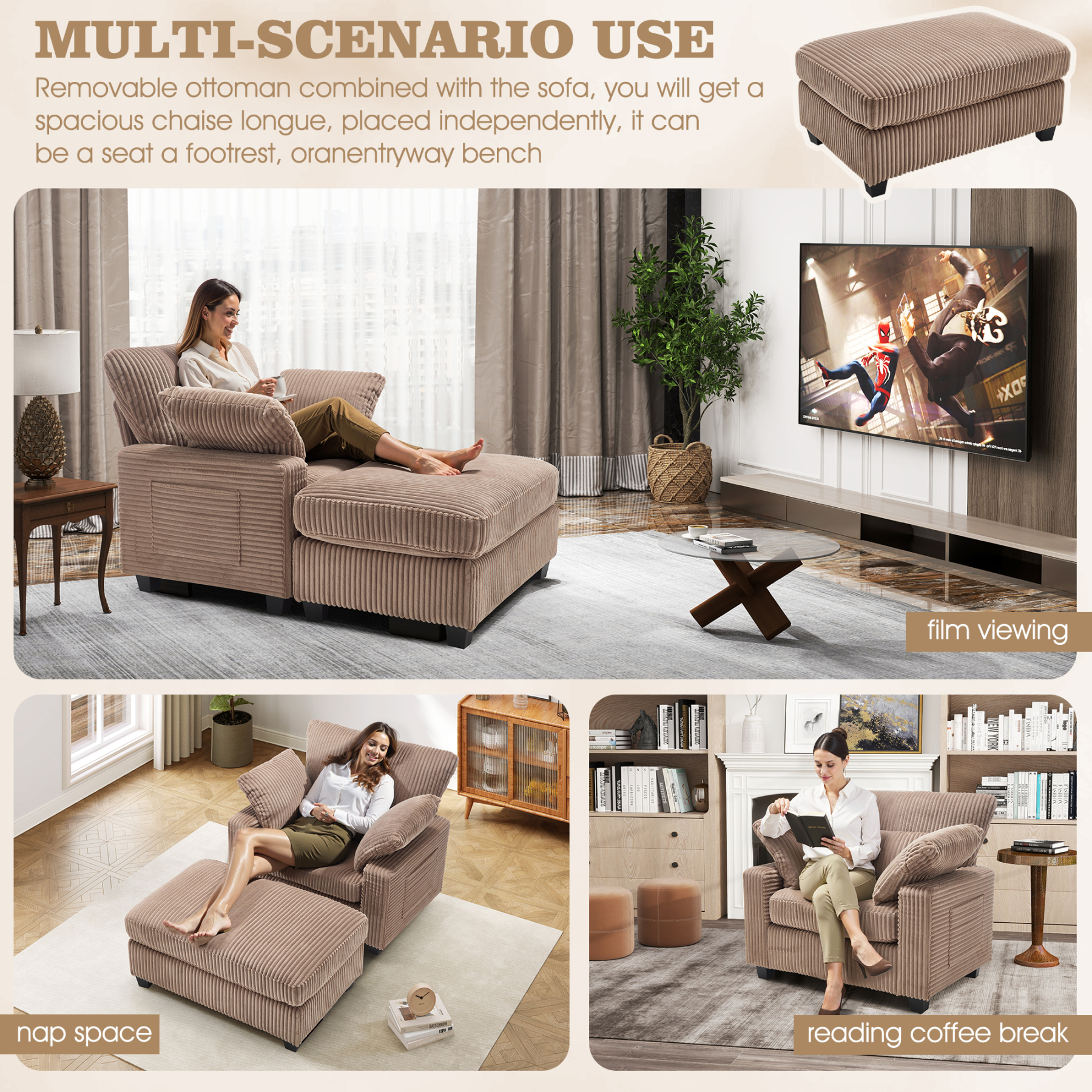 LuxeLounger 57.52 " Single Chair With Ottoman