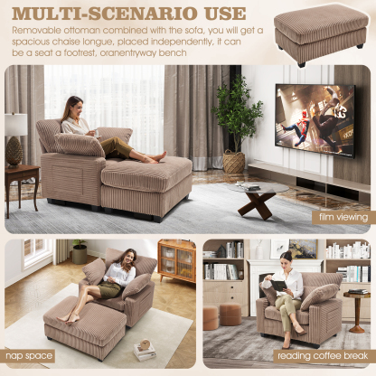 LuxeLounger 57.52 " Single Chair With Ottoman
