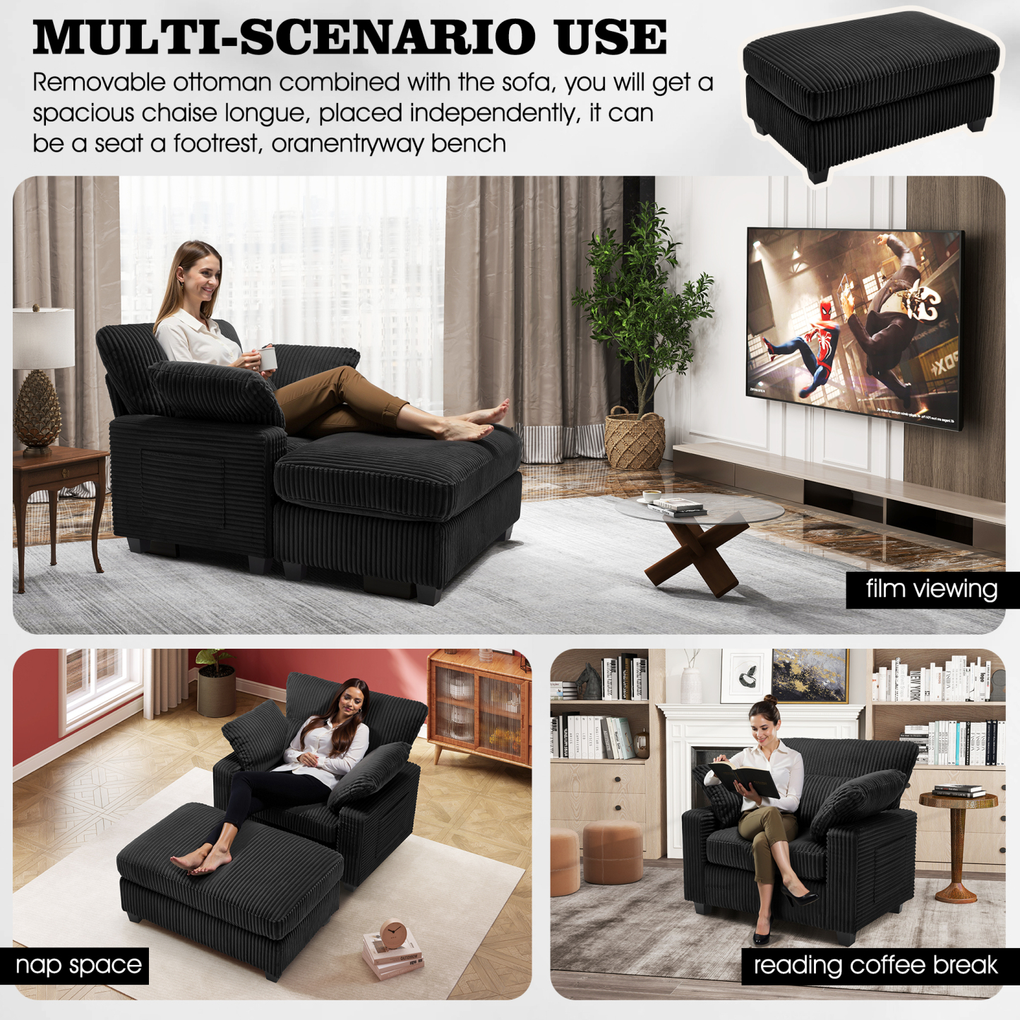 LuxeLounger 57.52 " Single Chair With Ottoman