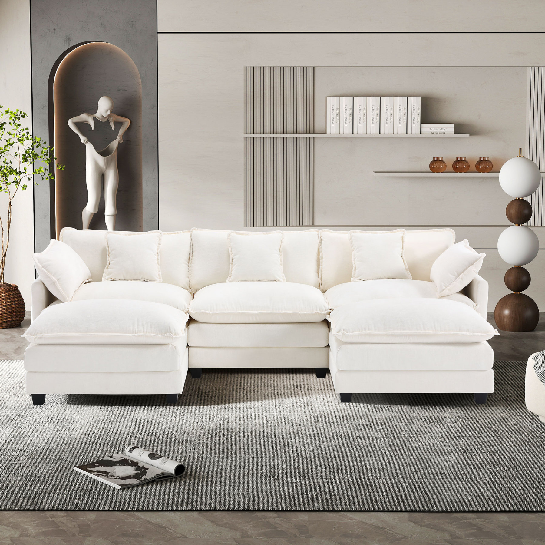 Cloudy 149.2'' Luxury Thickened Cushion Sectional Sofa