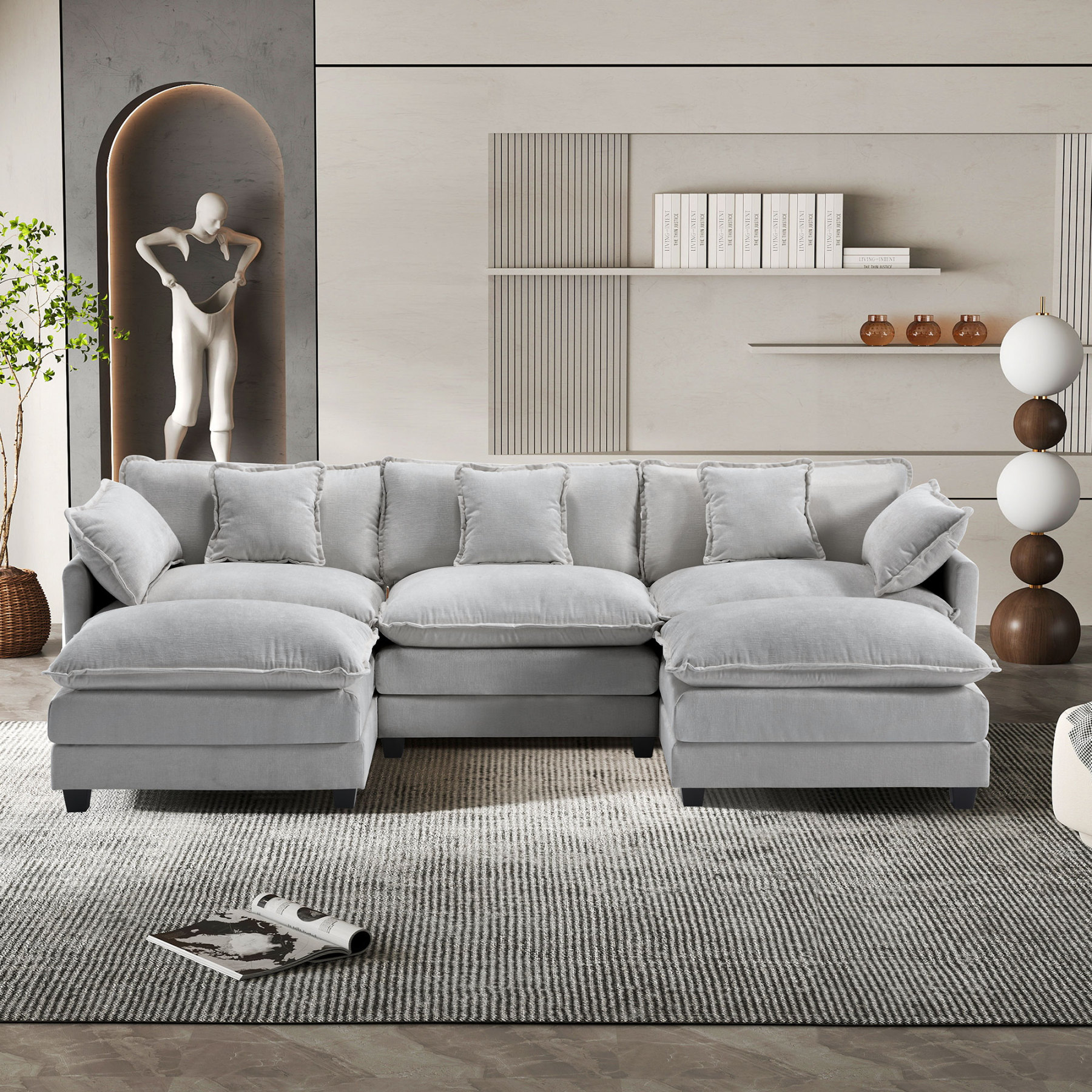 Cloudy 149.2'' Luxury Thickened Cushion Sectional Sofa