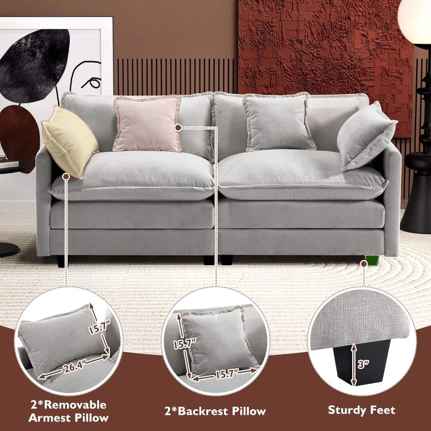 Cloudy 149.2'' Luxury Thickened Cushion Sectional Sofa