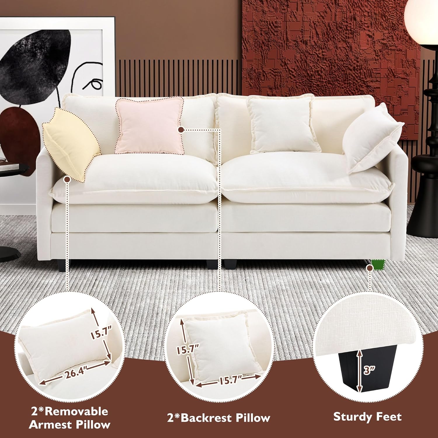 Cloudy 149.2'' Luxury Thickened Cushion Sectional Sofa