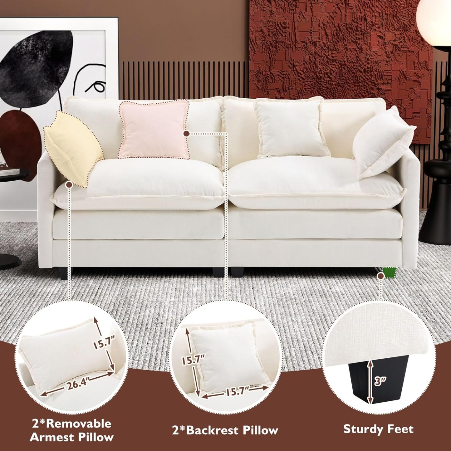Cloudy 149.2'' Luxury Thickened Cushion Sectional Sofa
