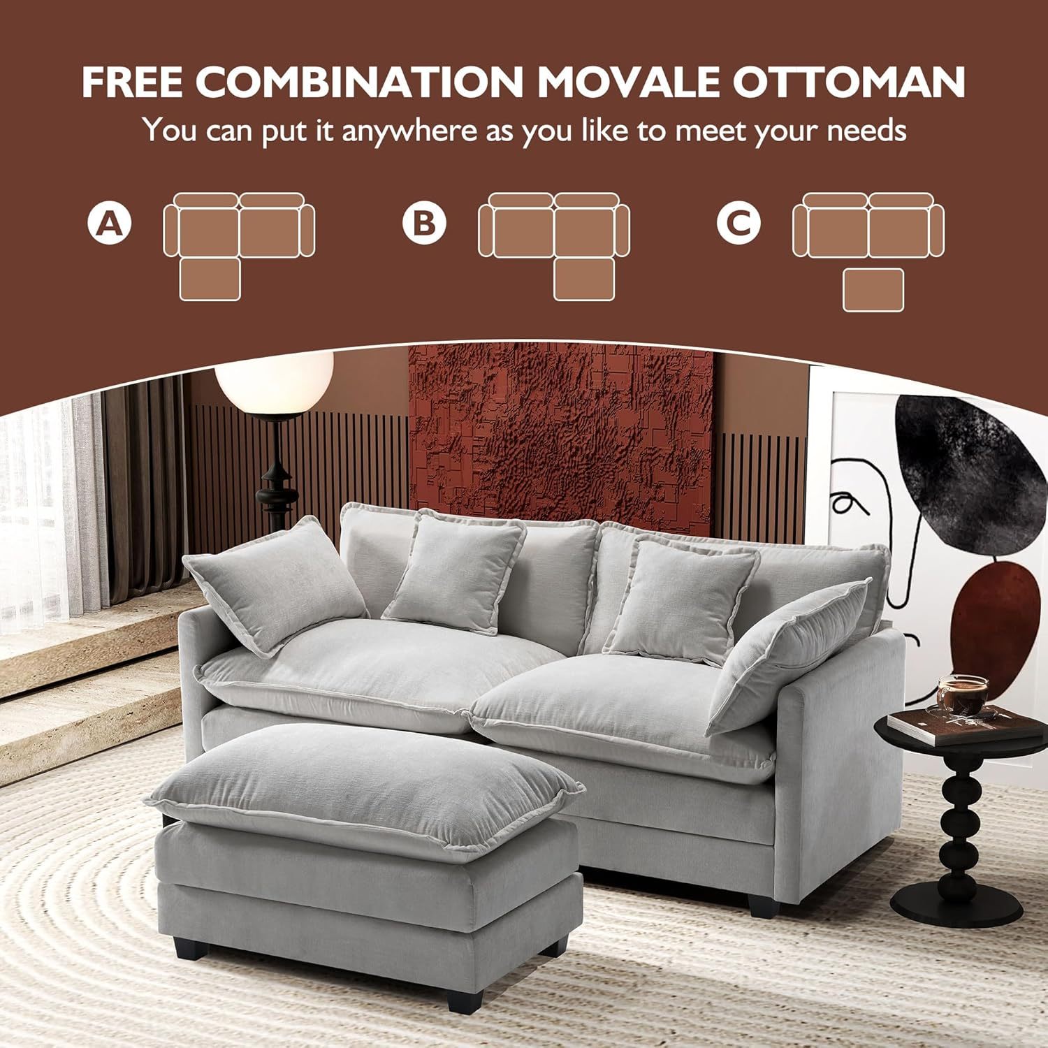 Cloudy 149.2'' Luxury Thickened Cushion Sectional Sofa