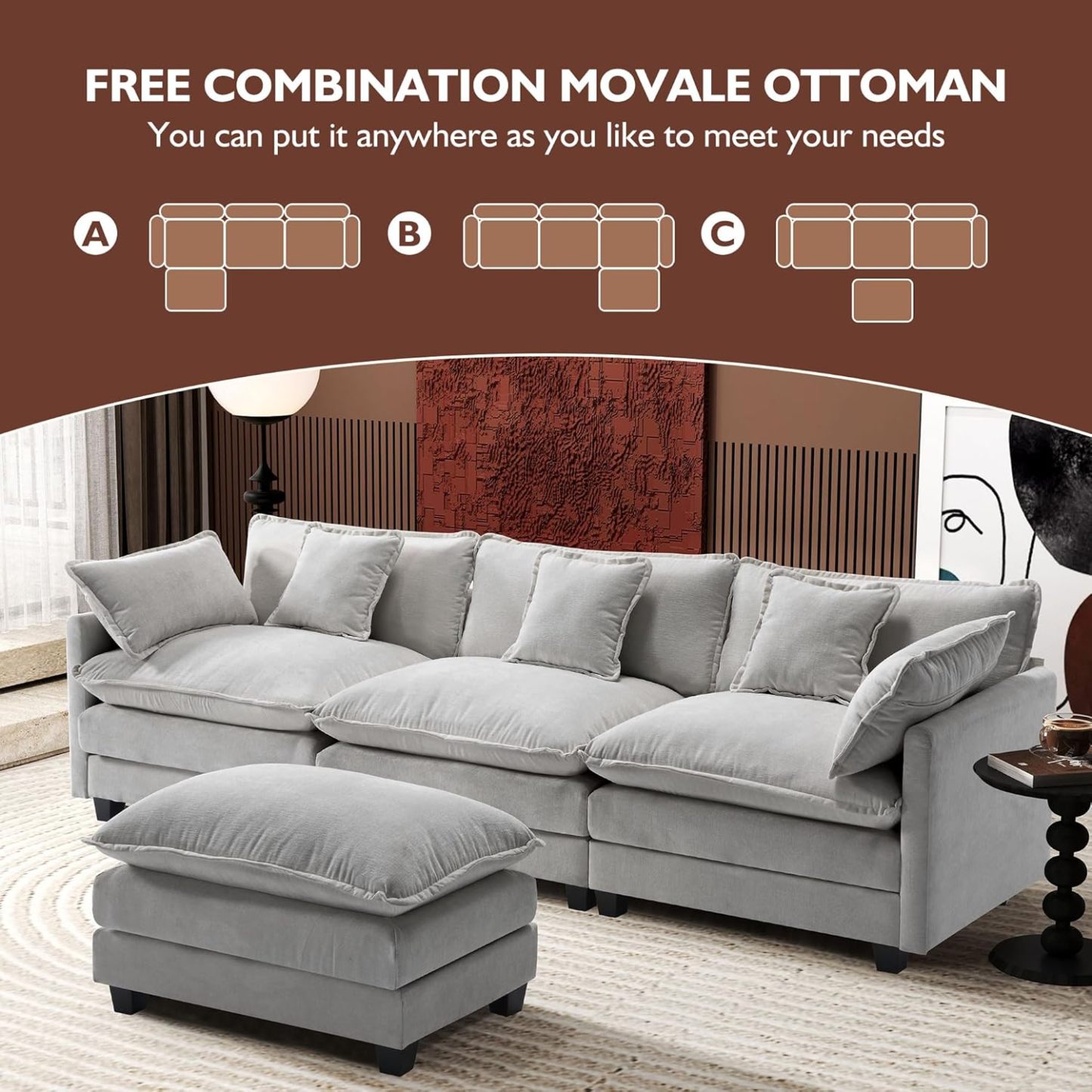Cloudy 149.2'' Luxury Thickened Cushion Sectional Sofa