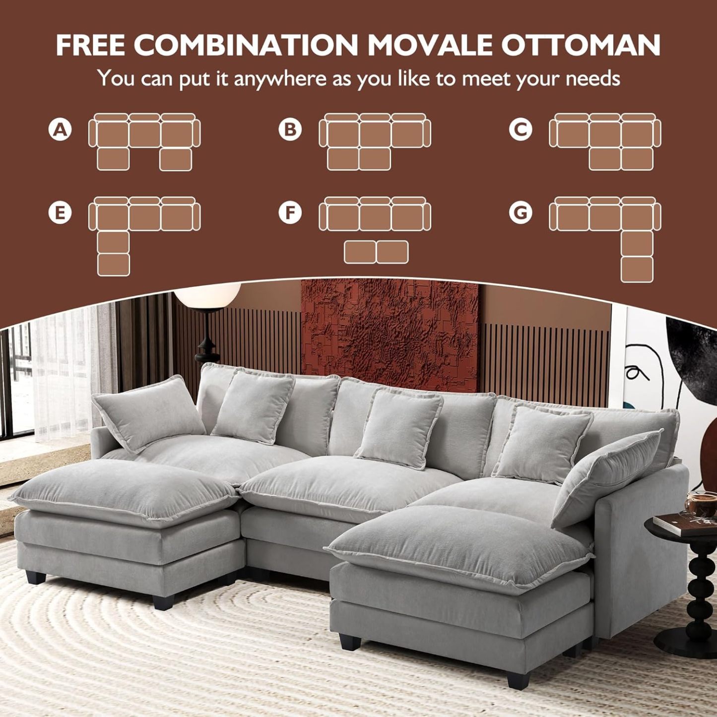Cloudy 149.2'' Luxury Thickened Cushion Sectional Sofa
