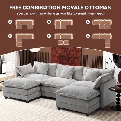 Cloudy 149.2'' Luxury Thickened Cushion Sectional Sofa