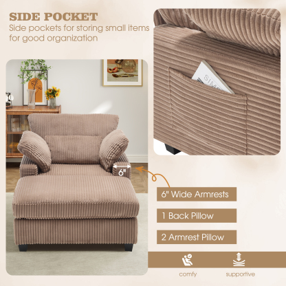 LuxeLounger 57.52 " Single Chair With Ottoman