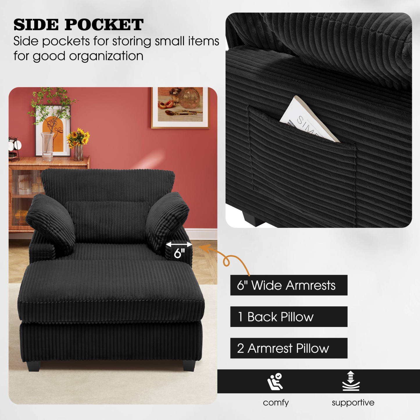 LuxeLounger 57.52 " Single Chair With Ottoman