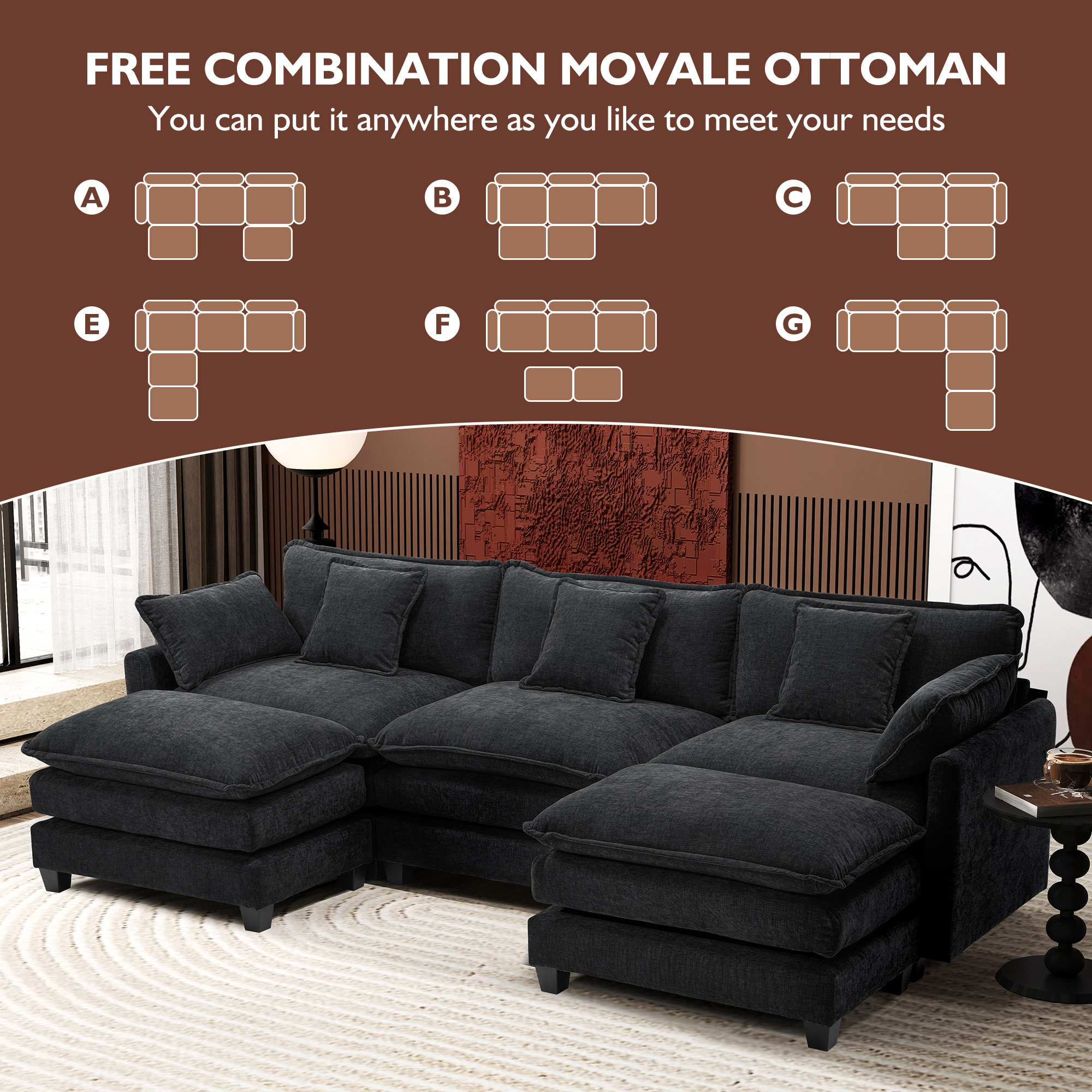 Cloudy 149.2'' Luxury Thickened Cushion Sectional Sofa