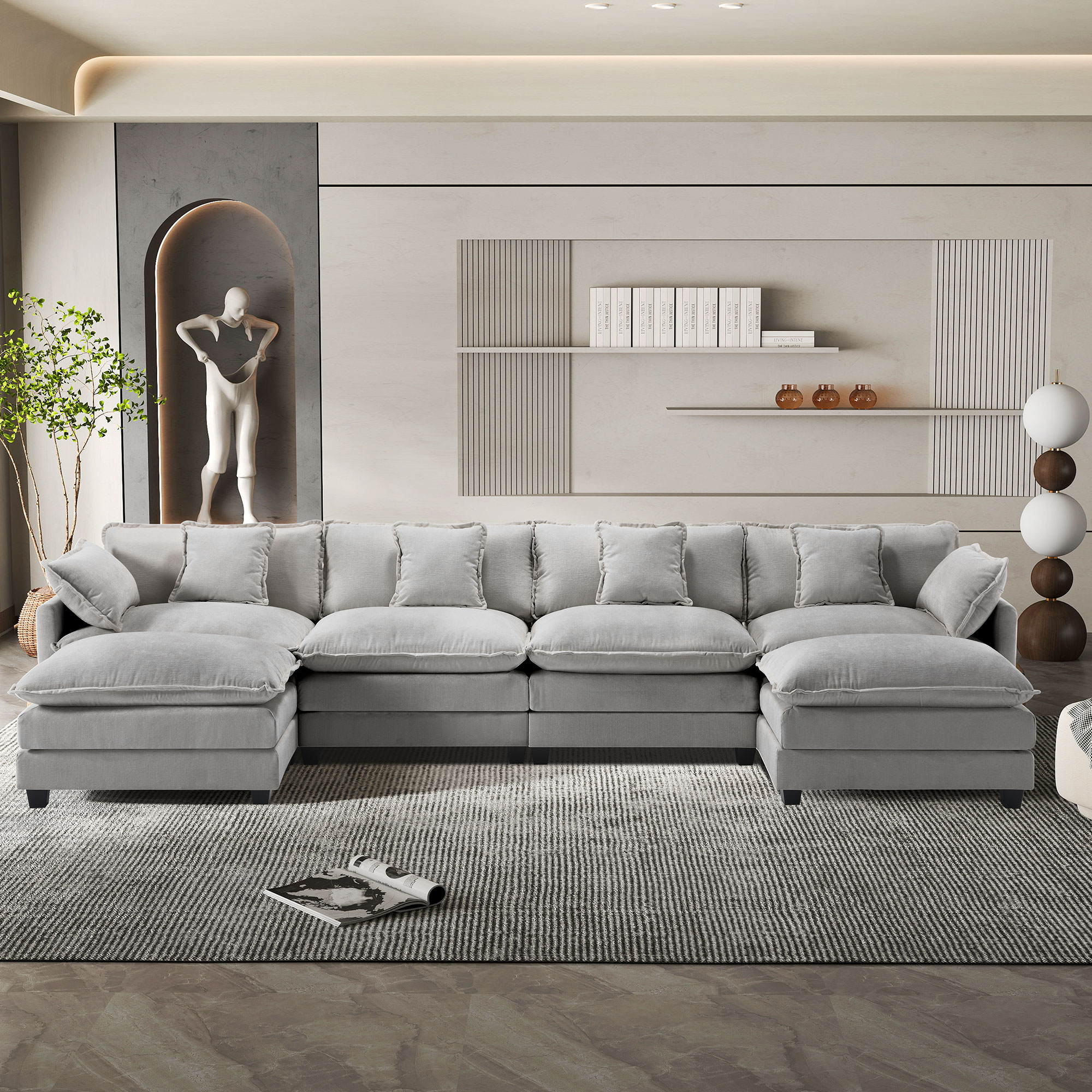 Cloudy 149.2'' Luxury Thickened Cushion Sectional Sofa