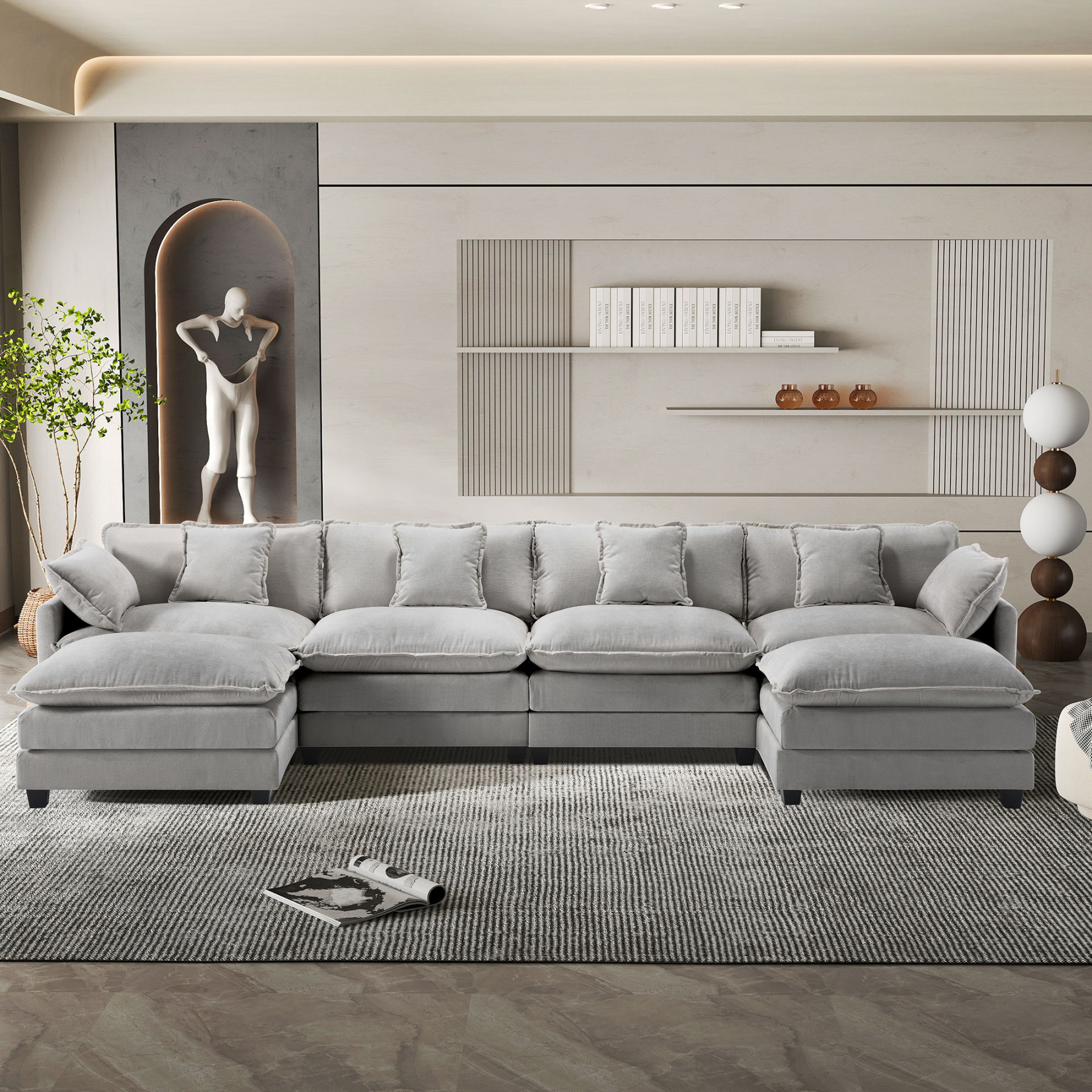 Cloudy 149.2'' Luxury Thickened Cushion Sectional Sofa