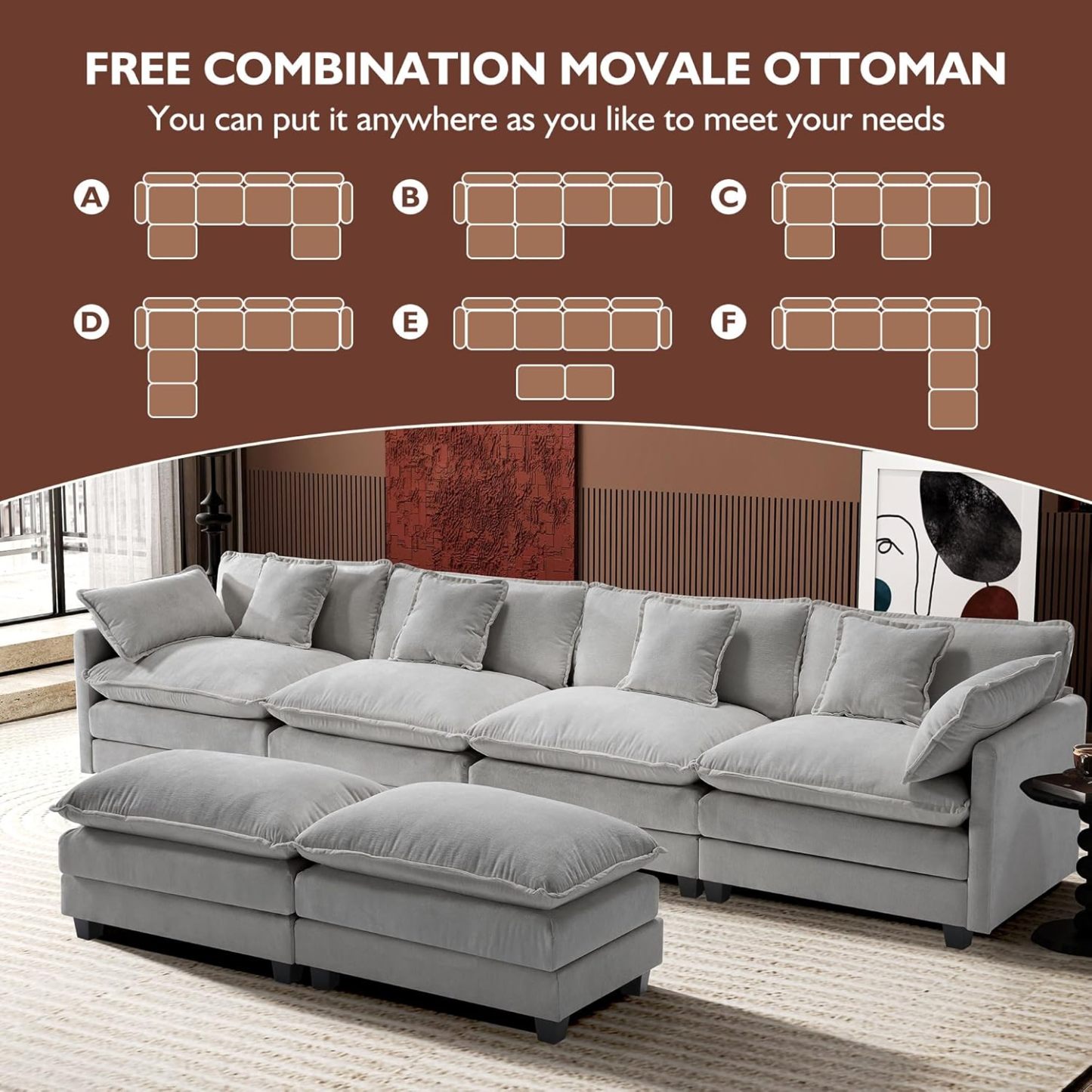 Cloudy 149.2'' Luxury Thickened Cushion Sectional Sofa