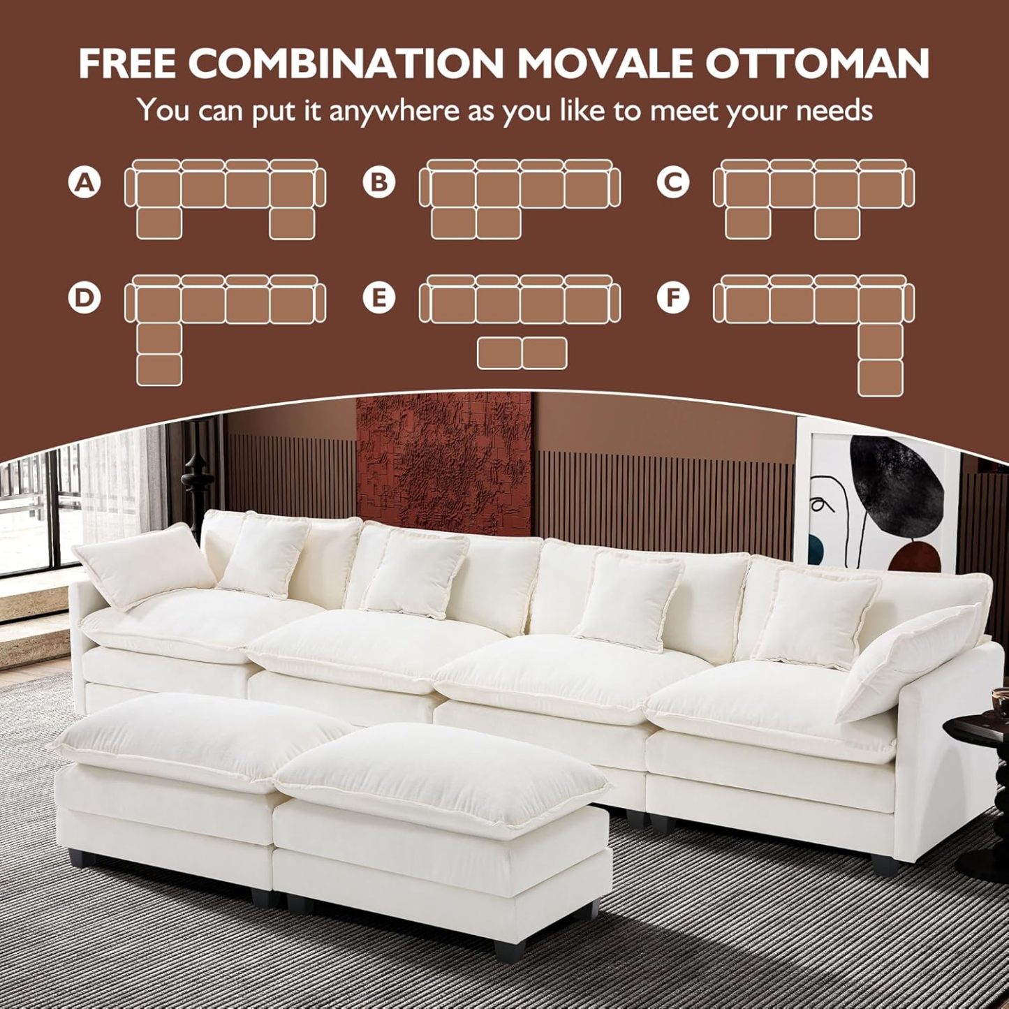 Cloudy 149.2'' Luxury Thickened Cushion Sectional Sofa