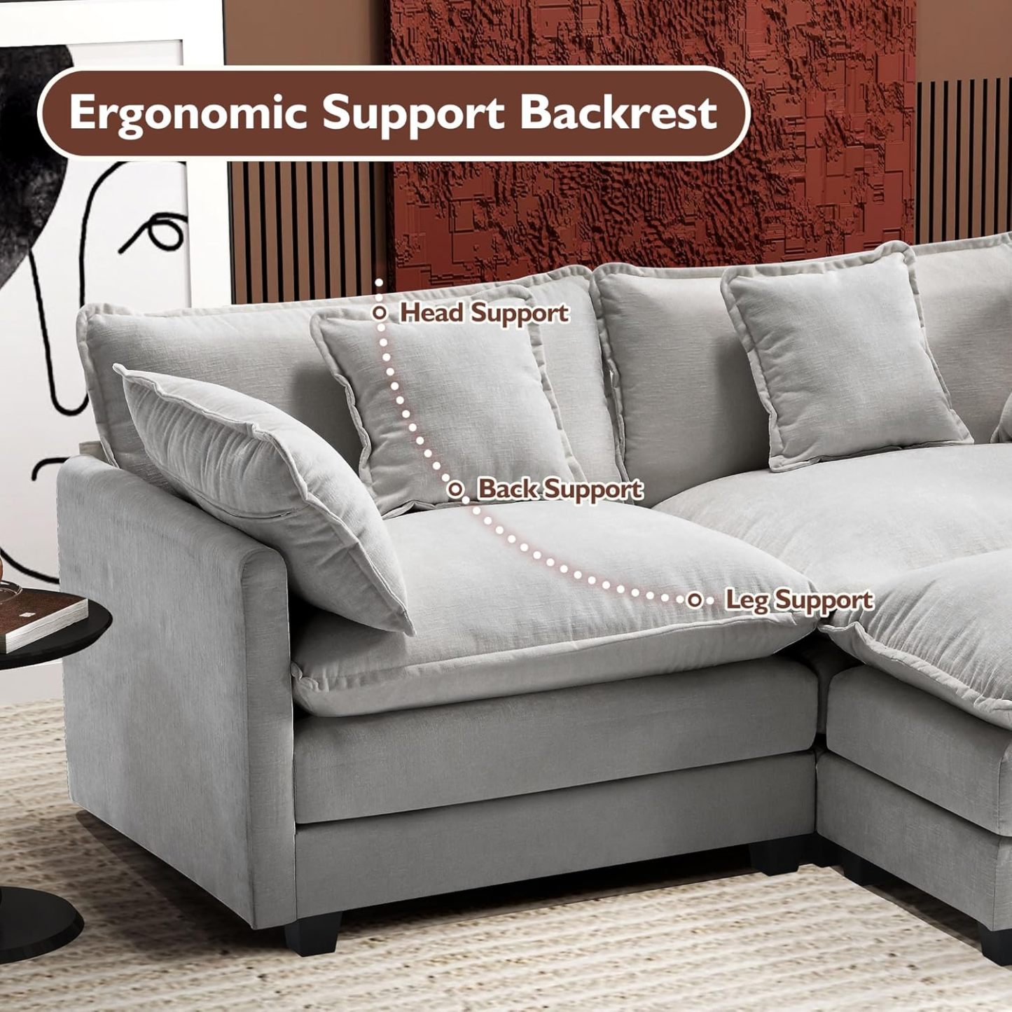 Cloudy 149.2'' Luxury Thickened Cushion Sectional Sofa