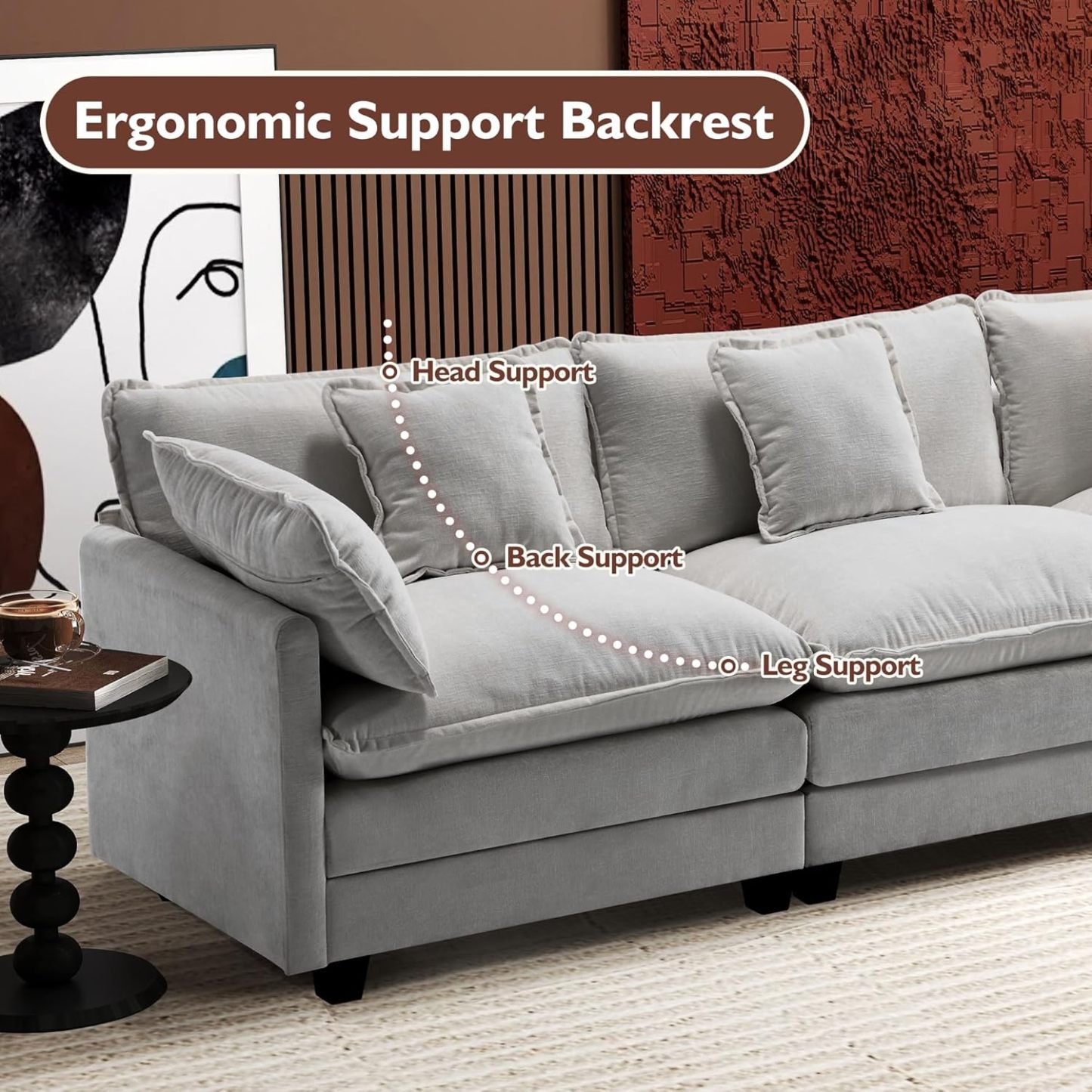 Cloudy 149.2'' Luxury Thickened Cushion Sectional Sofa