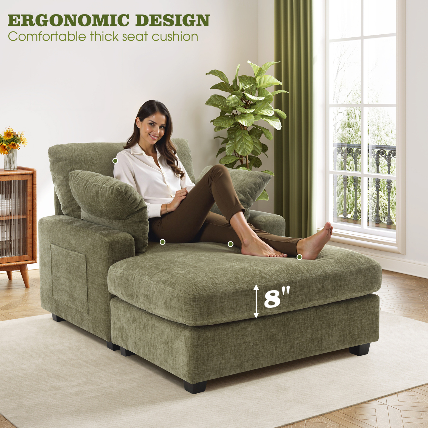 LuxeLounger 57.52 " Single Chair With Ottoman
