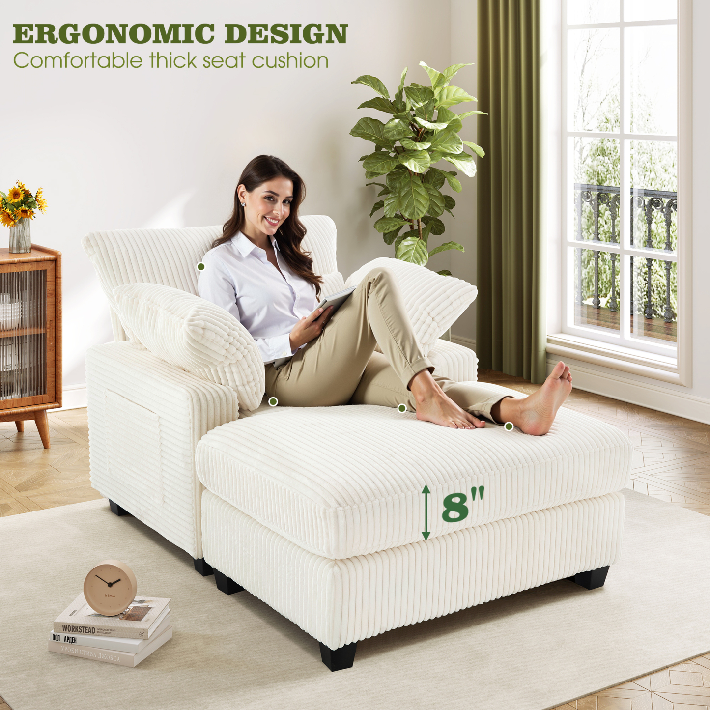 LuxeLounger 57.52 " Single Chair With Ottoman