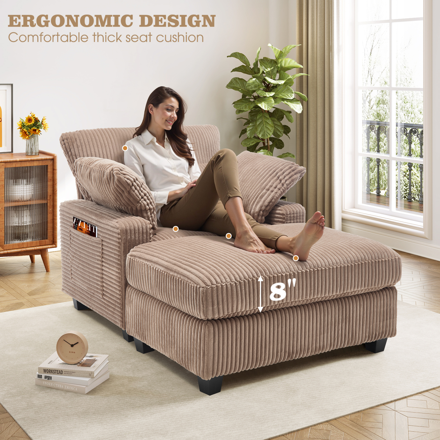 LuxeLounger 57.52 " Single Chair With Ottoman