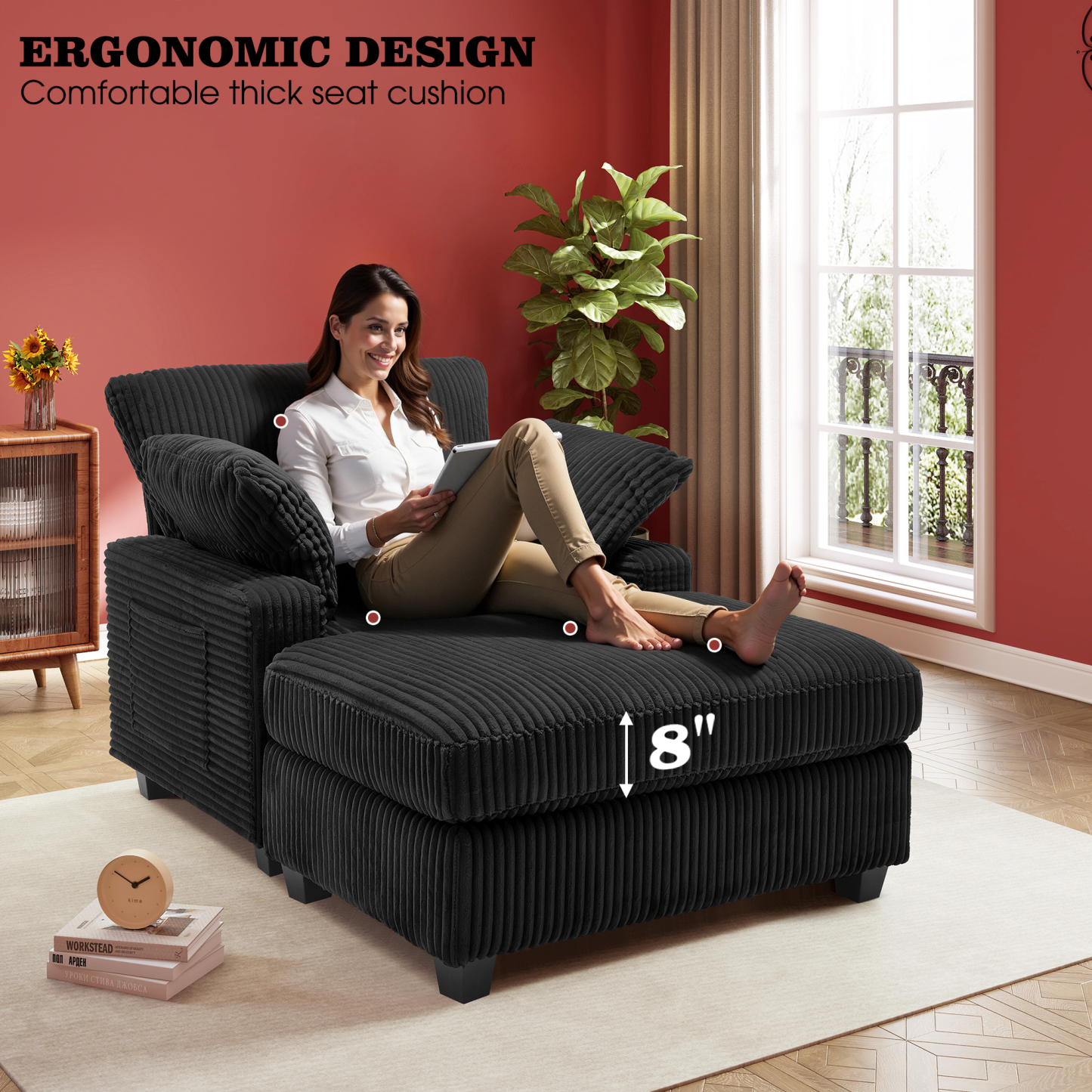 LuxeLounger 57.52 " Single Chair With Ottoman