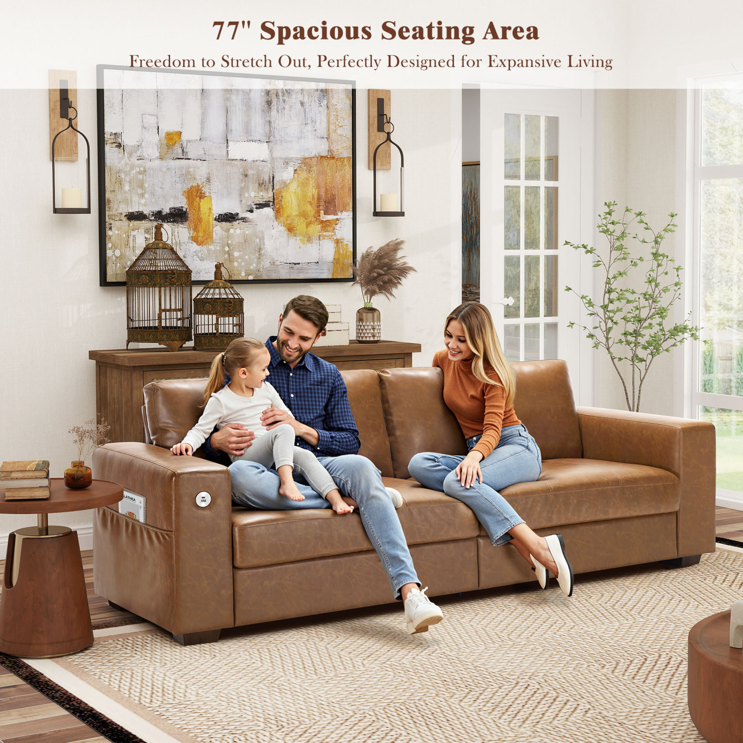 Classic 70" & 89" Modern Sofa with USB Charging