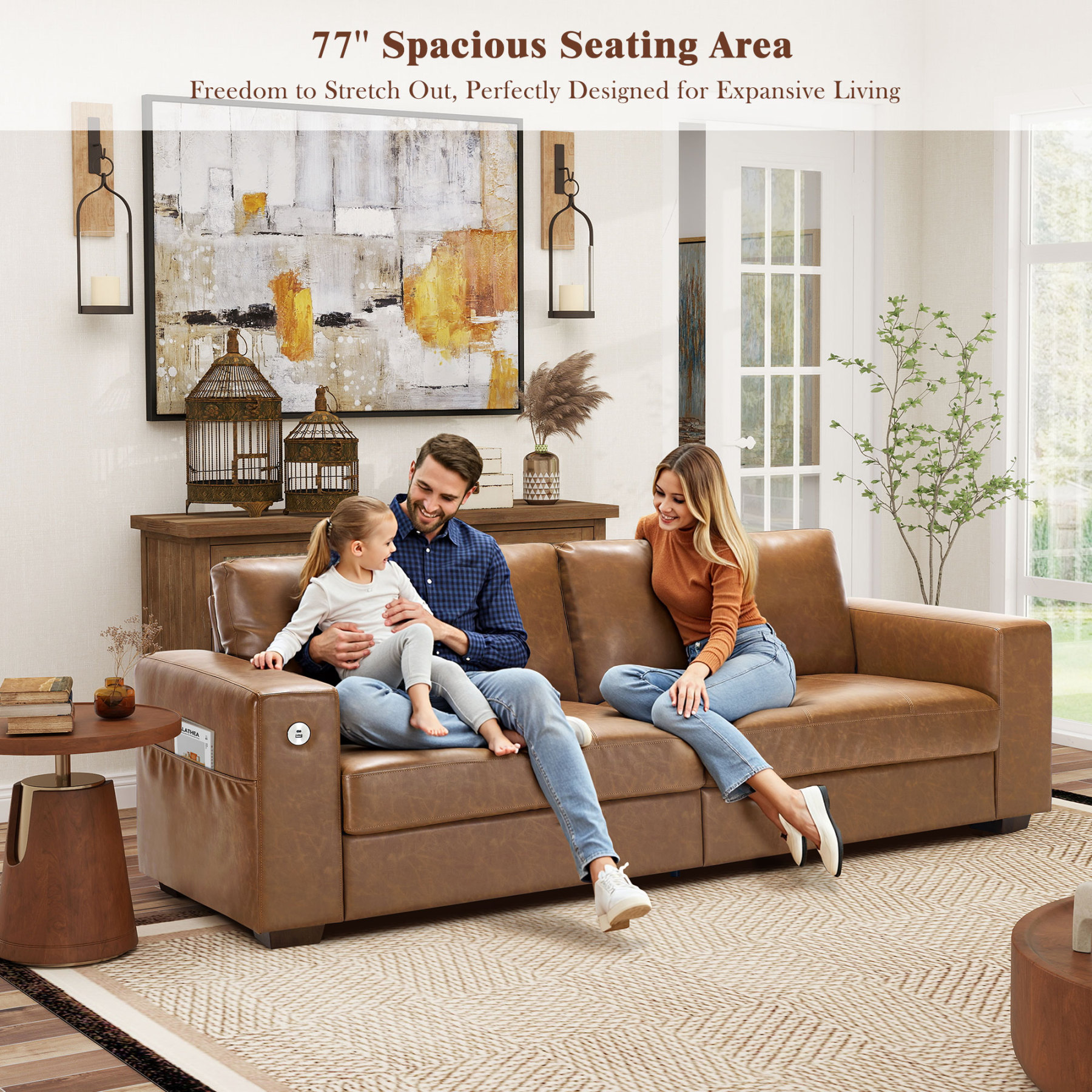Classic 70" & 89" Modern Sofa with USB Charging